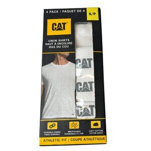 Caterpillar Men’s White Crew Neck T-Shirts 4-Pack – Size S